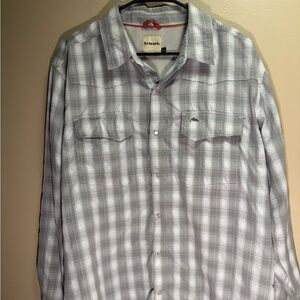 Simms Men’s XL Pearl Snap Vented Fishing Outdoor Shirt Plaid